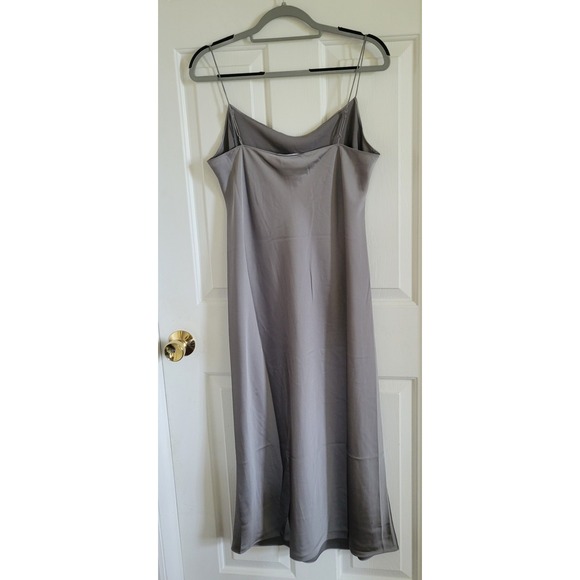 J.Crew Women's Gwyneth Slip Dress in Luster Charmeuse Midi Silver Dress 10 NWT - Picture 7 of 7